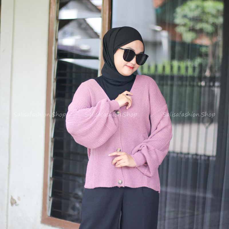 Vina Knitted Cardigan Rajut Kancing Tangan Balon