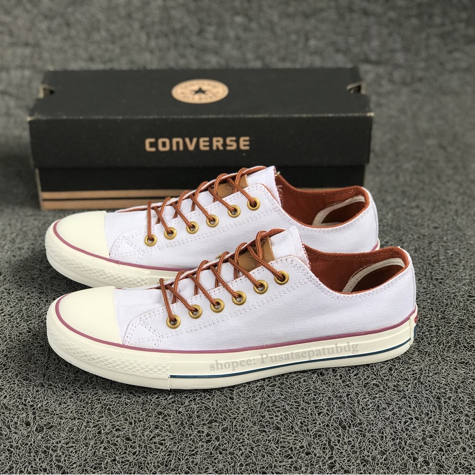 (BAYAR DITEMPAT) Converse Premium Tali Tan Low White