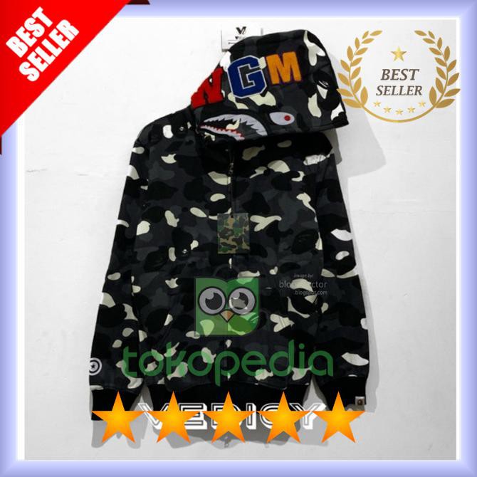 [BISA BAYAR DITEMPAT] Bape Hoodie / Bape Shark / Jaket Bape A Bathing Ape Shark City Camo Kode 1243