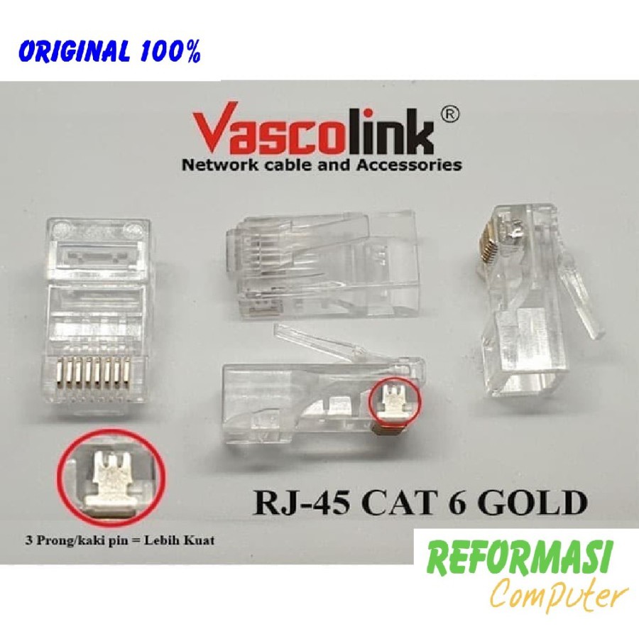 Vascolink Konektor RJ45 Cat6 50Pcs original