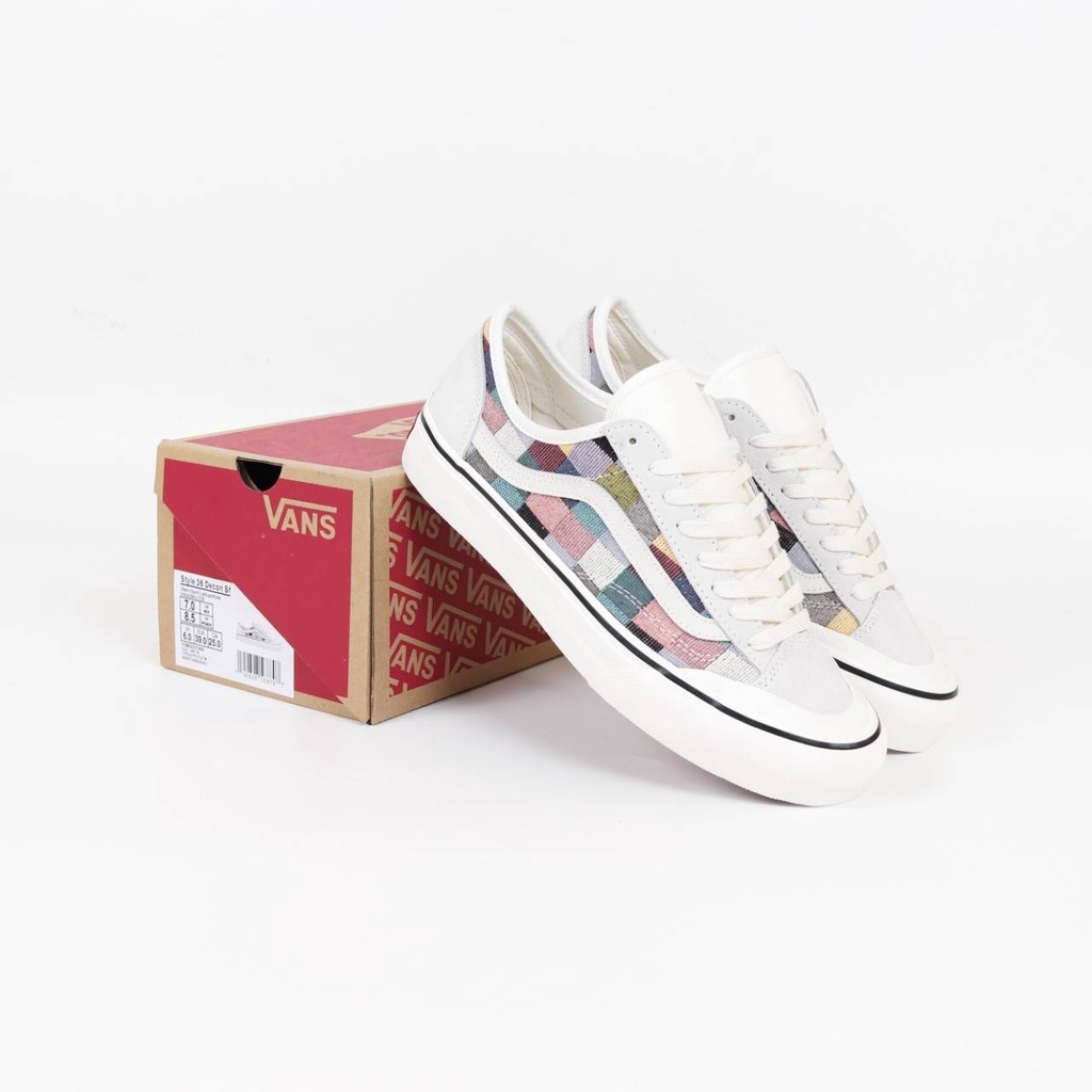 Sepatu Vans Style 36 Decon SF Woven Checkerboard Multi Original BNIB full tag barcode Bahan Leather 