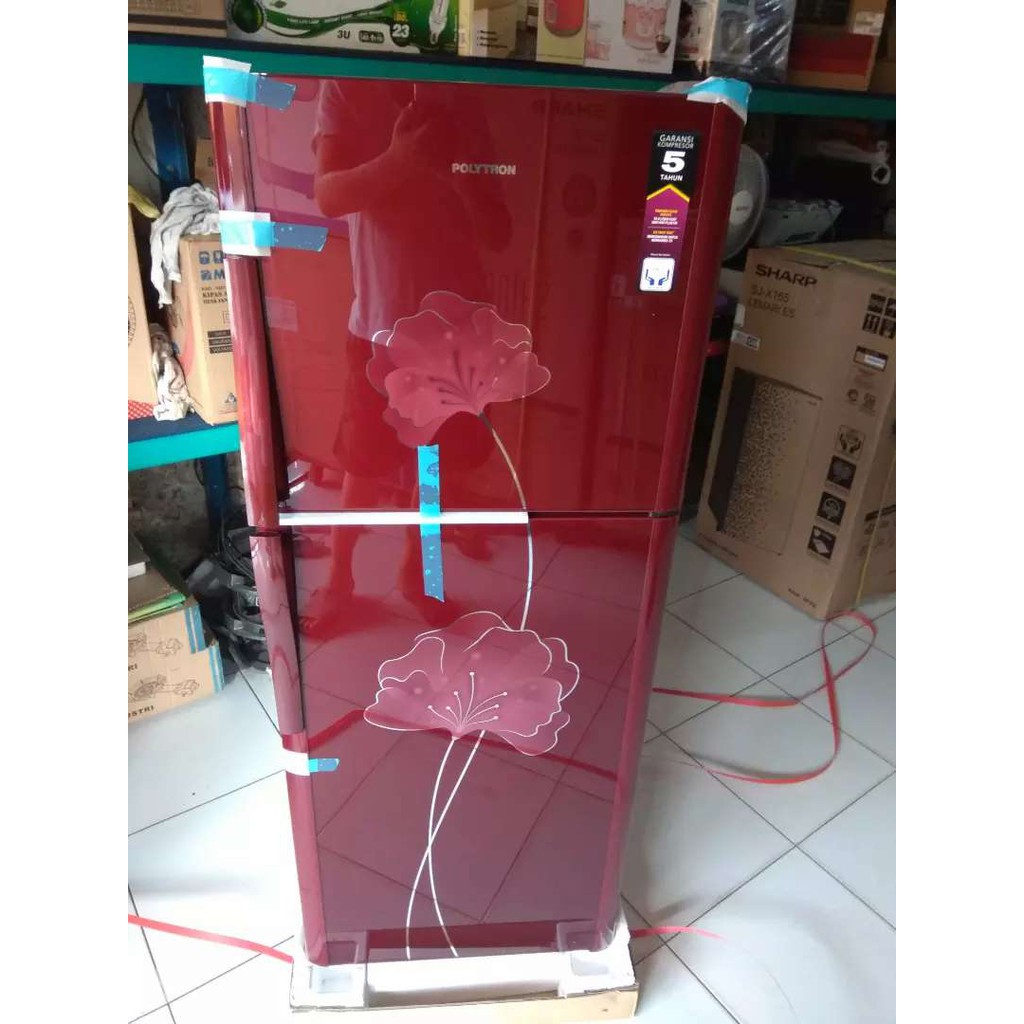 Kulkas 2 Pintu Polytron 21 Bn Belezza Tanpa Bunga Es Glass Door Tanpa Bunga Es Shopee Indonesia