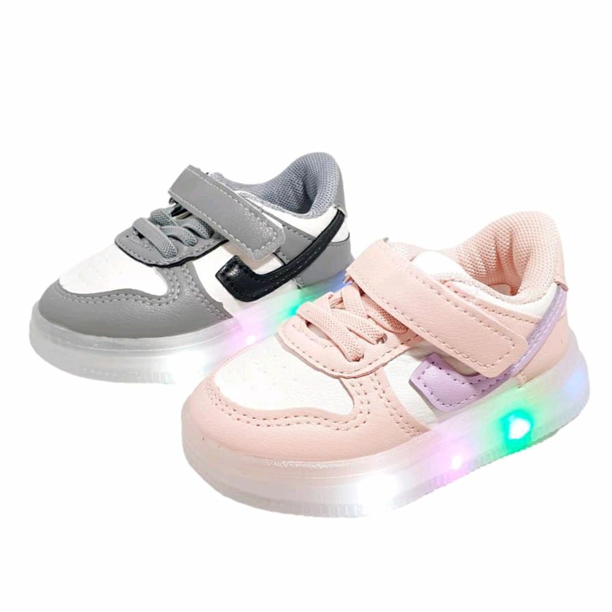 Juragan Junior [COD] Sepatu SCRABI Lampu LED Anak Laki Laki Dan Perempuan Import Size 21-30