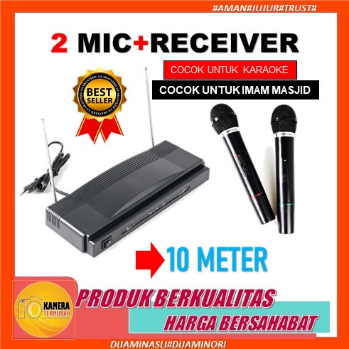 Dual Mic Wireless Profesional Microphone + Receiver Mic