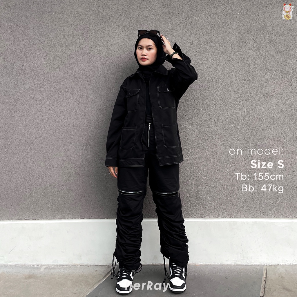 UNO - Jaket Hitam Panjang Couple - Oversized