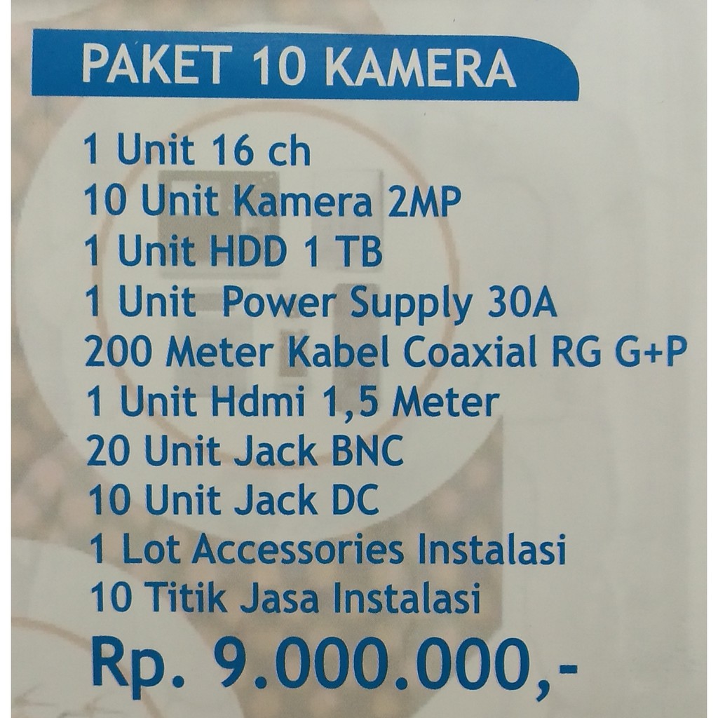 Paket cctv Hilook 10 kamera