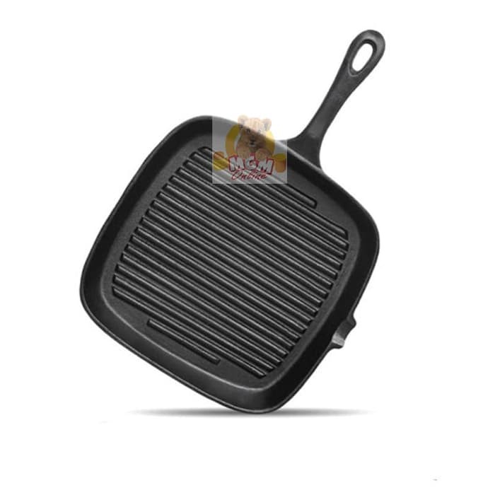 Iron Cast Grill Kotak 23cm Besi Cor SUPER TEBAL dgn corong minyak 2604