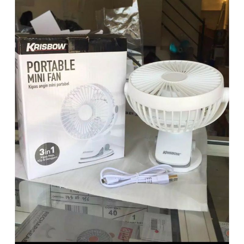 KRISBOW KIPAS DARURAT EMERGENCY FAN MEJA JEPIT PORTABLE CLIP 3IN1 /ACE EMERGENY FAN JEPIT MEJA 5INC