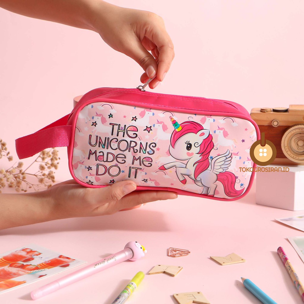 

TOKOGROSIRAN.ID - KOTAK PENSIL ANAK CEWEK UNICORN PENCIL CASE PREMIUM MURAH