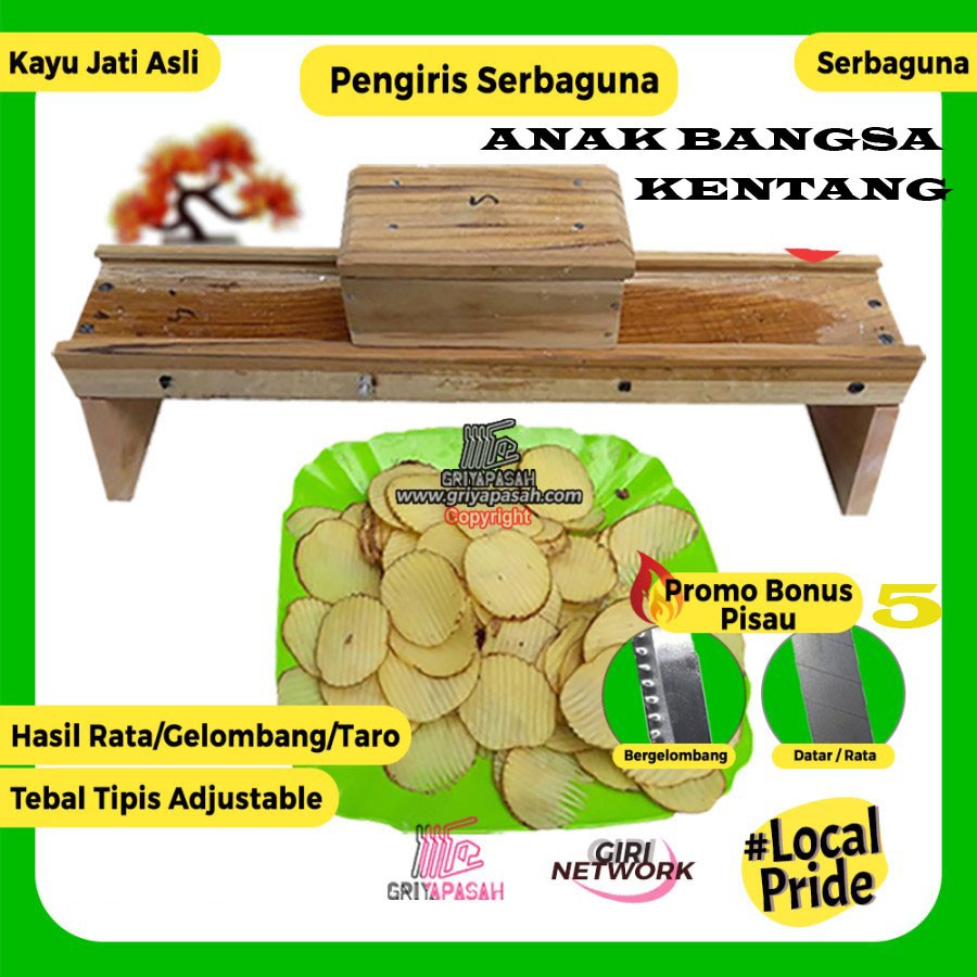 HARGA PROMO,.. PENGIRIS KERIPIK PEMOTONG KERIPIK PENGIRIS SERBAGUNA KAYU JATI ASLI (ORI)