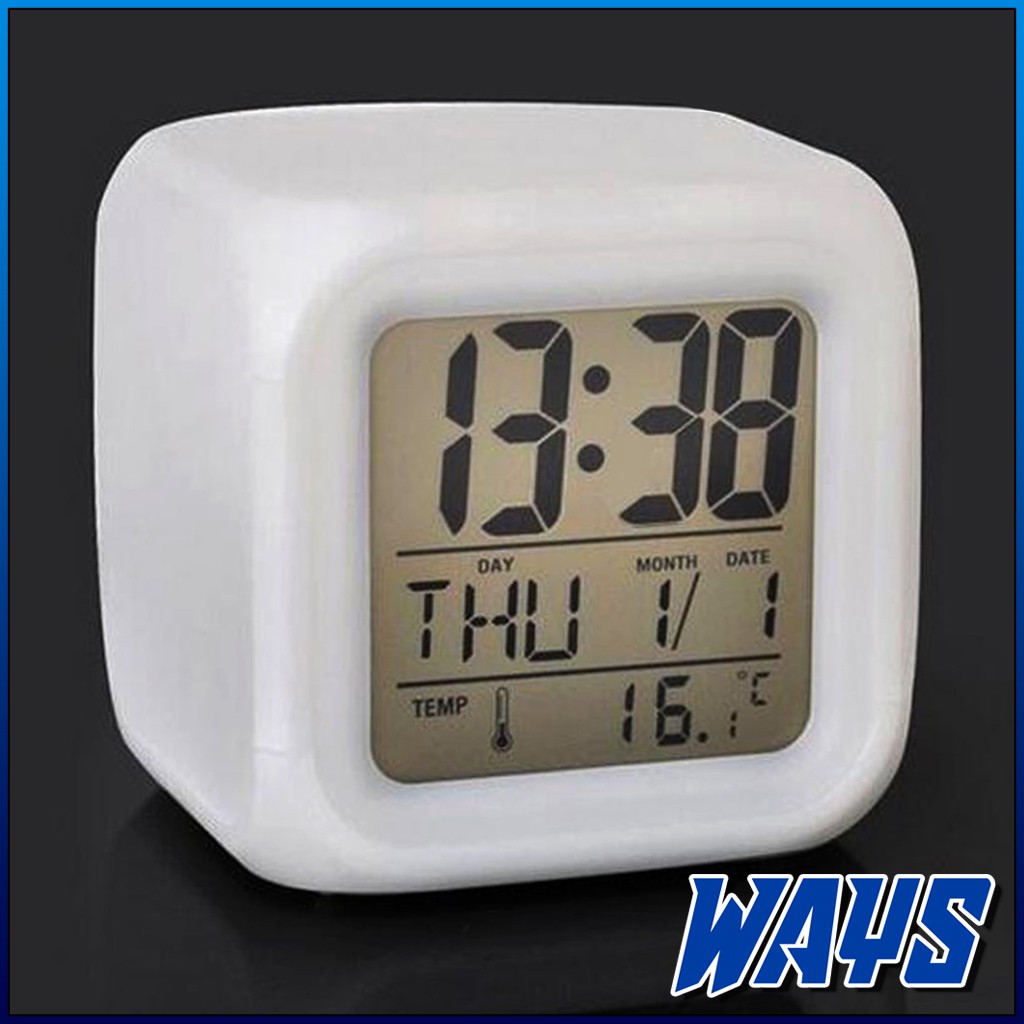 [Z037] Jam Alarm Kotak Digital LED Moody Kubus Warna / Jam Meja Kantor Kamar Rumah