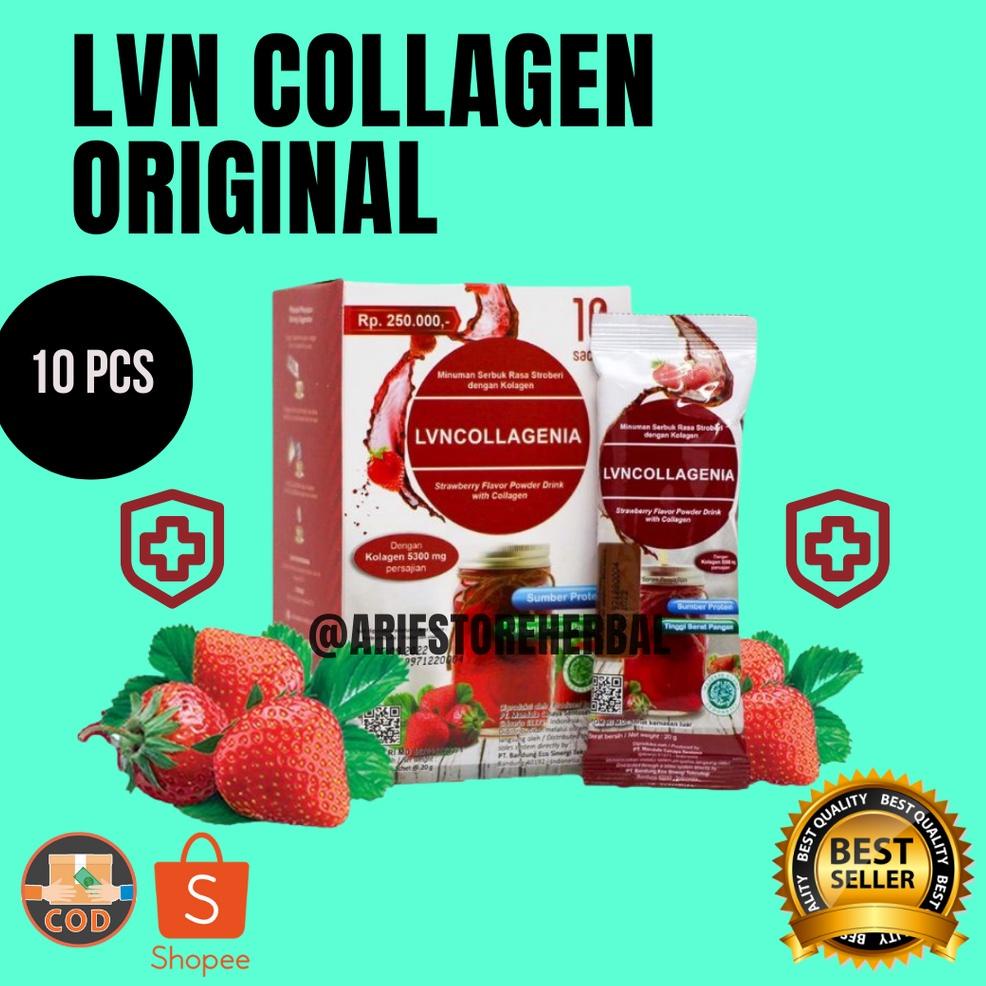 SHOPEE MALL (10Sachet) LVN COLLAGEN ORIGINAL STOBERI PENCERAHAN PEMUTIH KULIT PRIA DAN WANITA ,