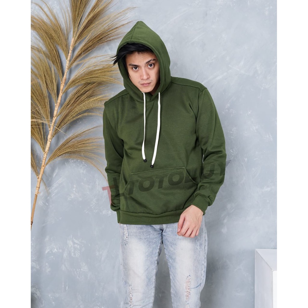 MUKZHOP - SWEATER HOODIE BASIC POLOS / TOTOLUY / SWEATER POLOS / HIJAU ARMY