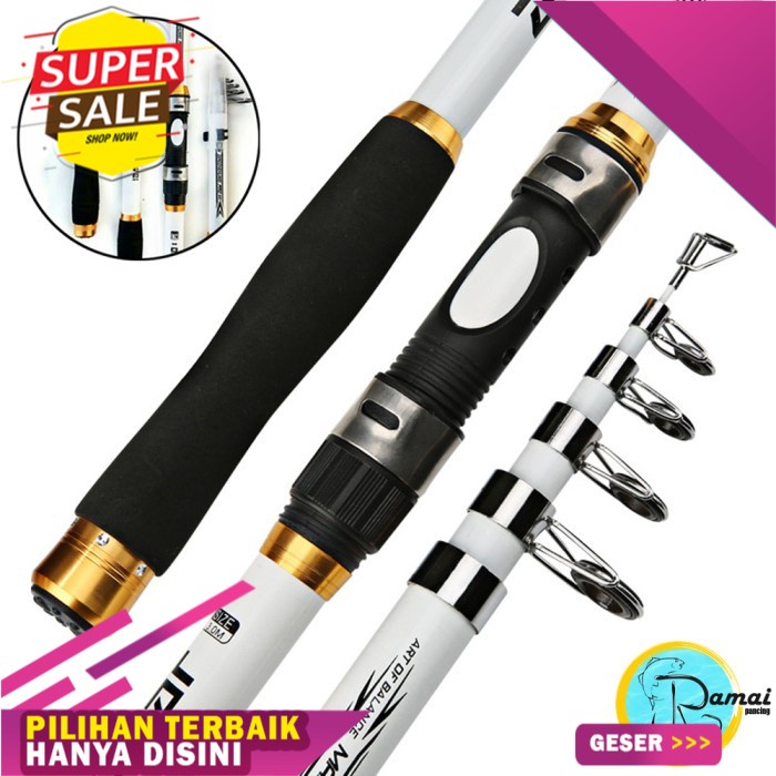 *Promo Murah* Joran Pancing Telescopic GHOTDA Fishing Rod Pole Carbon Fiber PUTIH - 2,4 meter