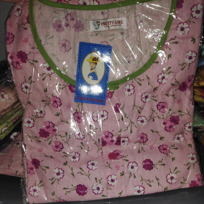 Piyama Cp set celana panjang Katun Motif Bunga Pretty girl-KODE 29C PINK