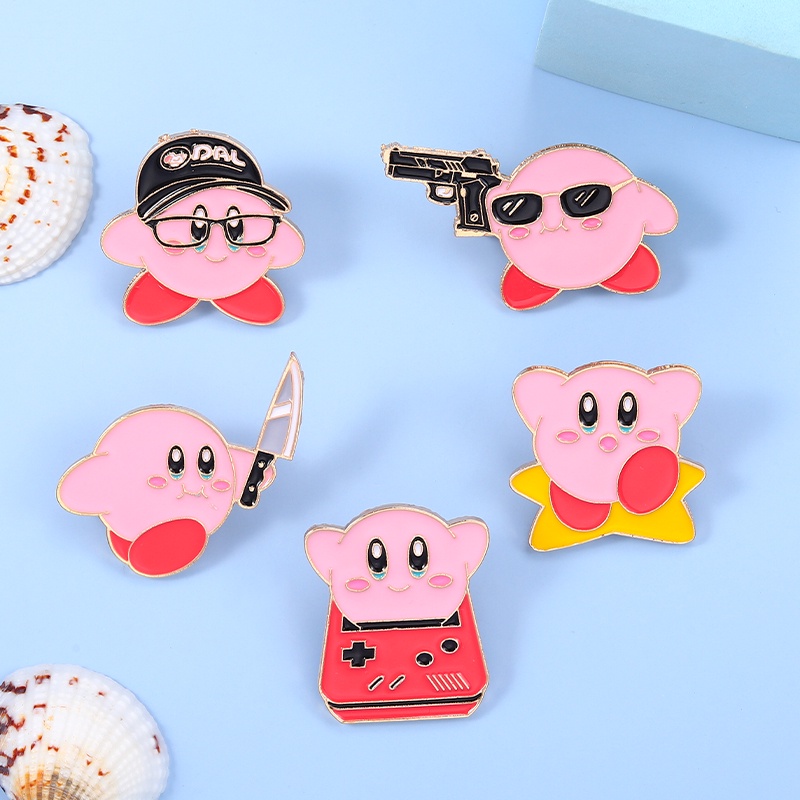 Bros Pin Desain Kartun Star Kirby Warna Pink Gaya Jepang Untuk Aksesoris Pasangan