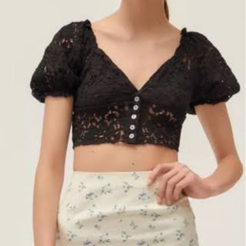 Urban Outfitters Forget me not lace puff top