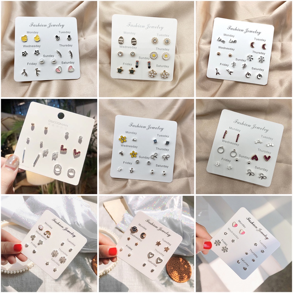6/7 pair/set Women Ladies Combination Earrings Drop Antler Earrings Earrings Sweet Heart Jewelry