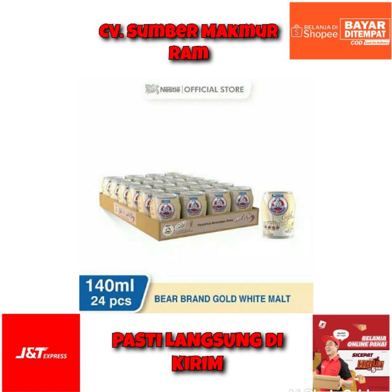 BEAR BRAND Gold Malt Putih Kaleng 140ml x 24pcs / 1 Karton