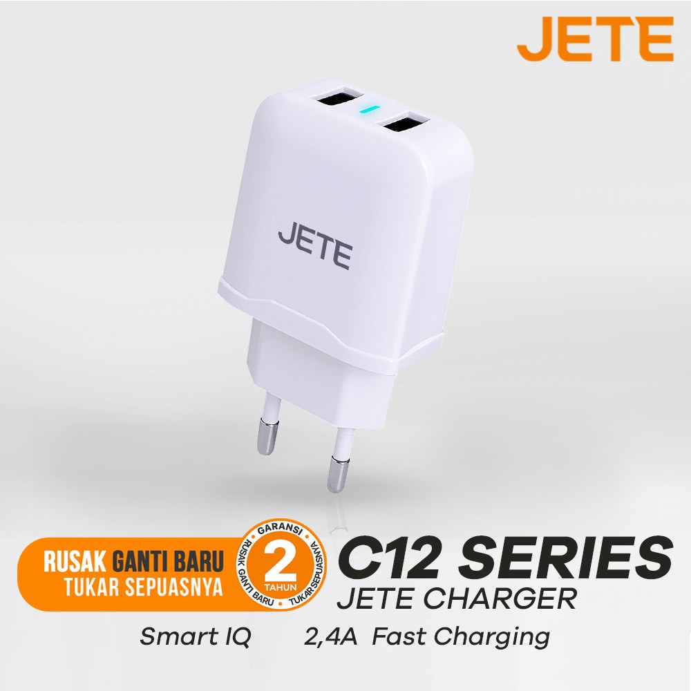 Charger Fast Charging Dual Output JETE C12  - Garansi Resmi 12 Bulan