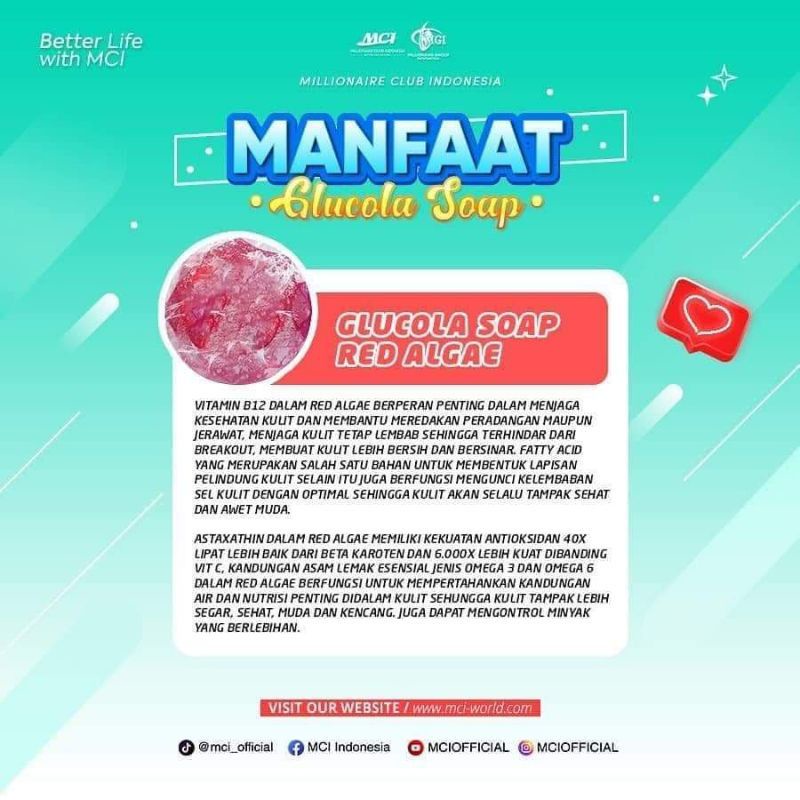 Sabun glucola mci /Glucola soap /sabun MCI /red algae /blue mineral