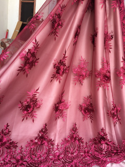 Kain tulle 3d bunga bebas/tile3d/harga permeter 80k