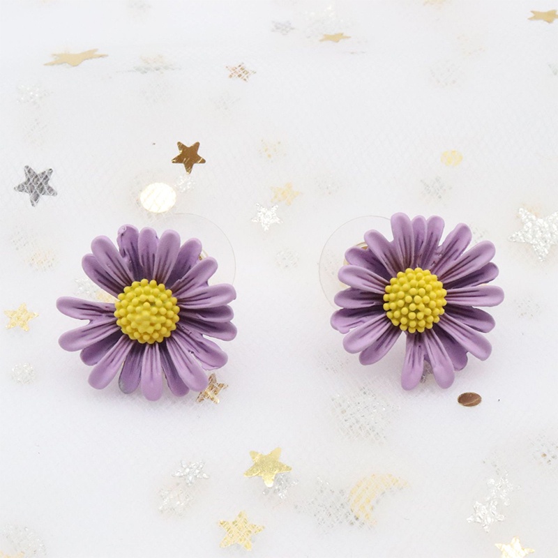 【COD】Anting Daisy Ungu 2Pcs Anting Bunga Daisy Ungu Yang Indah Hadiah Aksesoris Fashion Anak Perempuan