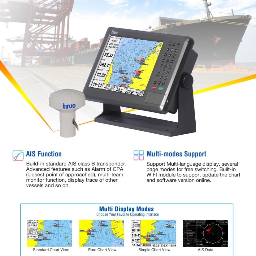 GPS Xinuo XF 1069B AIS Chartplotter Tracking Kapal Rute Maps Canggih