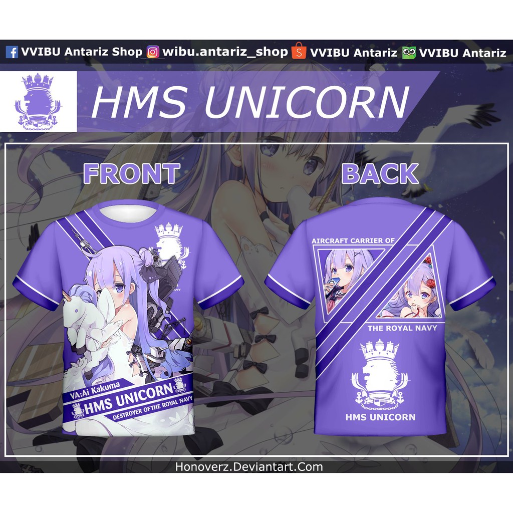 Kaos Fullprint Anime Azur Lane HMS Unicorn