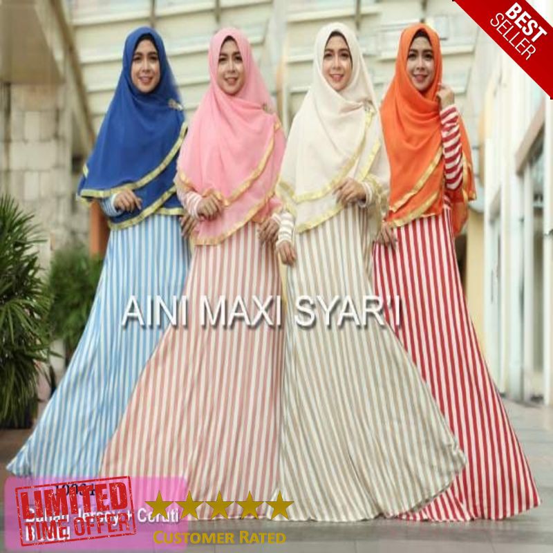 MURAH 10034 baju muslim butik gamis aini syari bagus murah