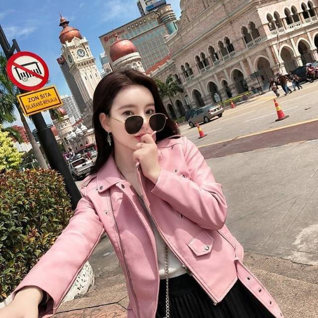 Jaket Kulit Wanita Pink
