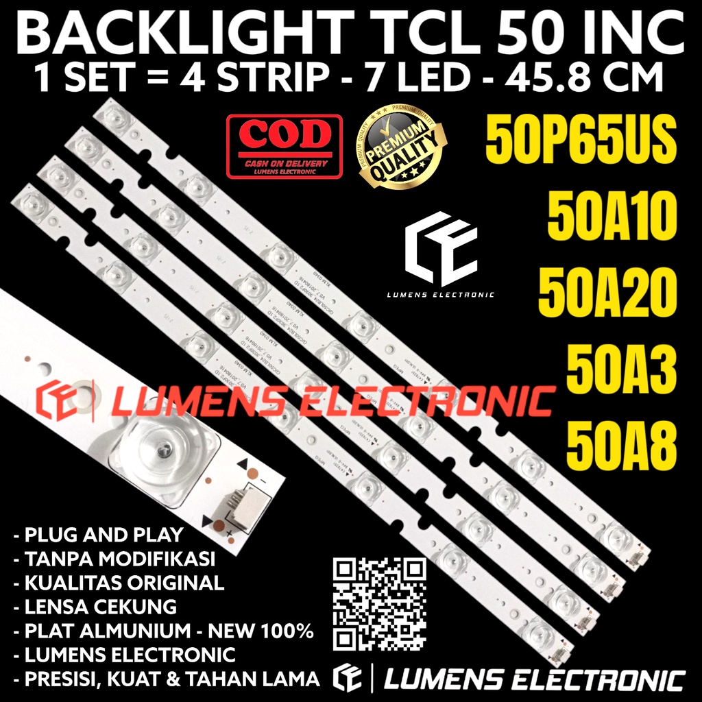 BACKLIGHT TV LED TCL 50 INC L50P65US L 50P65US 50P65 US 50A10 50A20 50A3 50S8 50P 65US LAMPU BL 7K 7