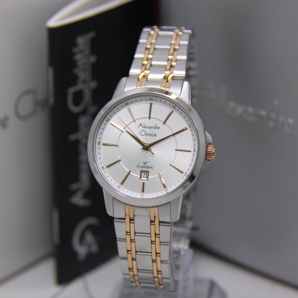 ALEXANDRE CHRISTIE 8636 SILVER ROSEGOLD WANITA ORIGINAL AC8636 AC 8636 JAM TANGAN CEWEK ARLOJI CEWEK