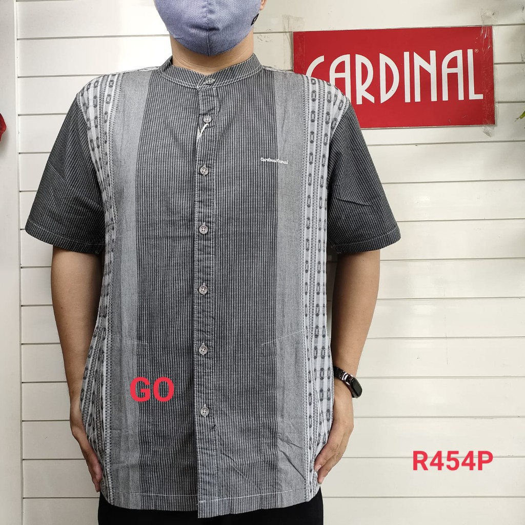 gos S-M CARDINAL KEMEJA KOKO Taqwa Pakaian Pria Original Baju Muslim Salur Lengan Pendek Kekinian