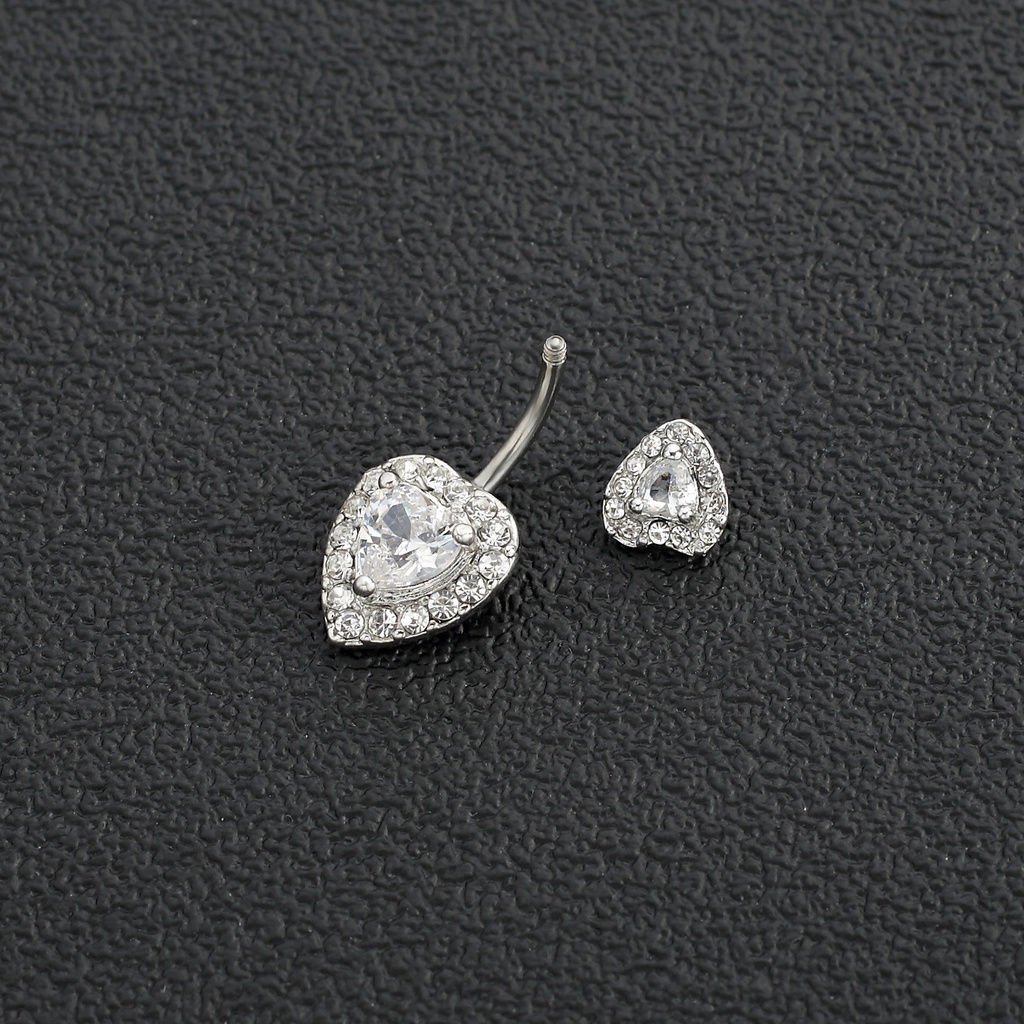 Anting Tindik Perut / Pusar Bahan Stainless Steel Dengan Kristal Zircon Untuk Wanita