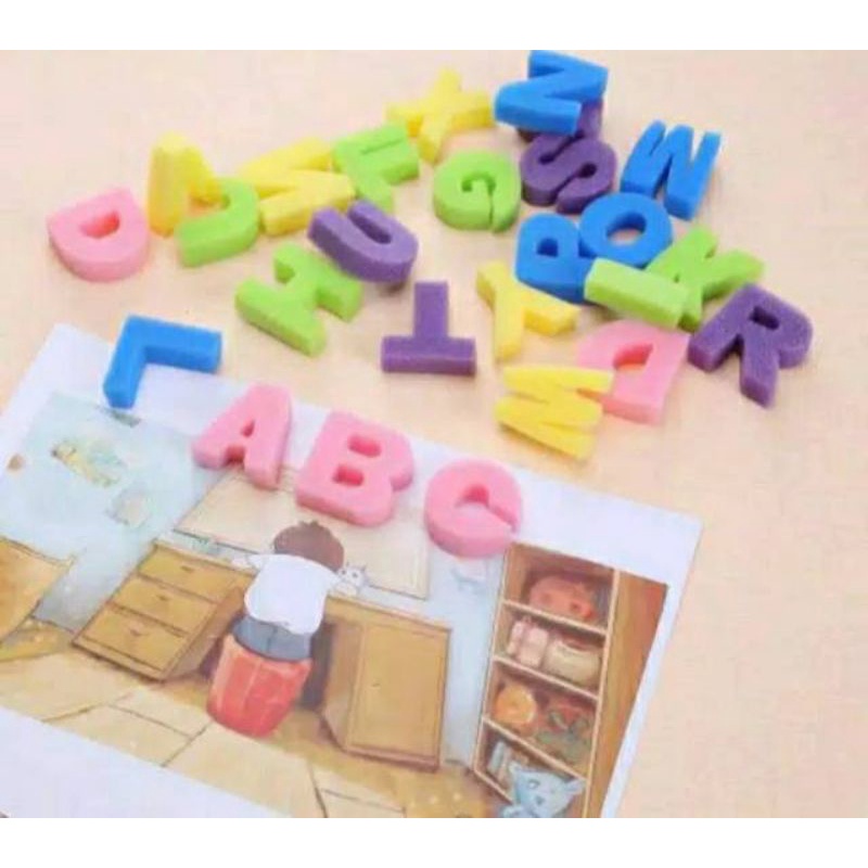 

26 pcs Kuas Spon Lukis Abjad Huruf / alat melukis spons cat air palet warna