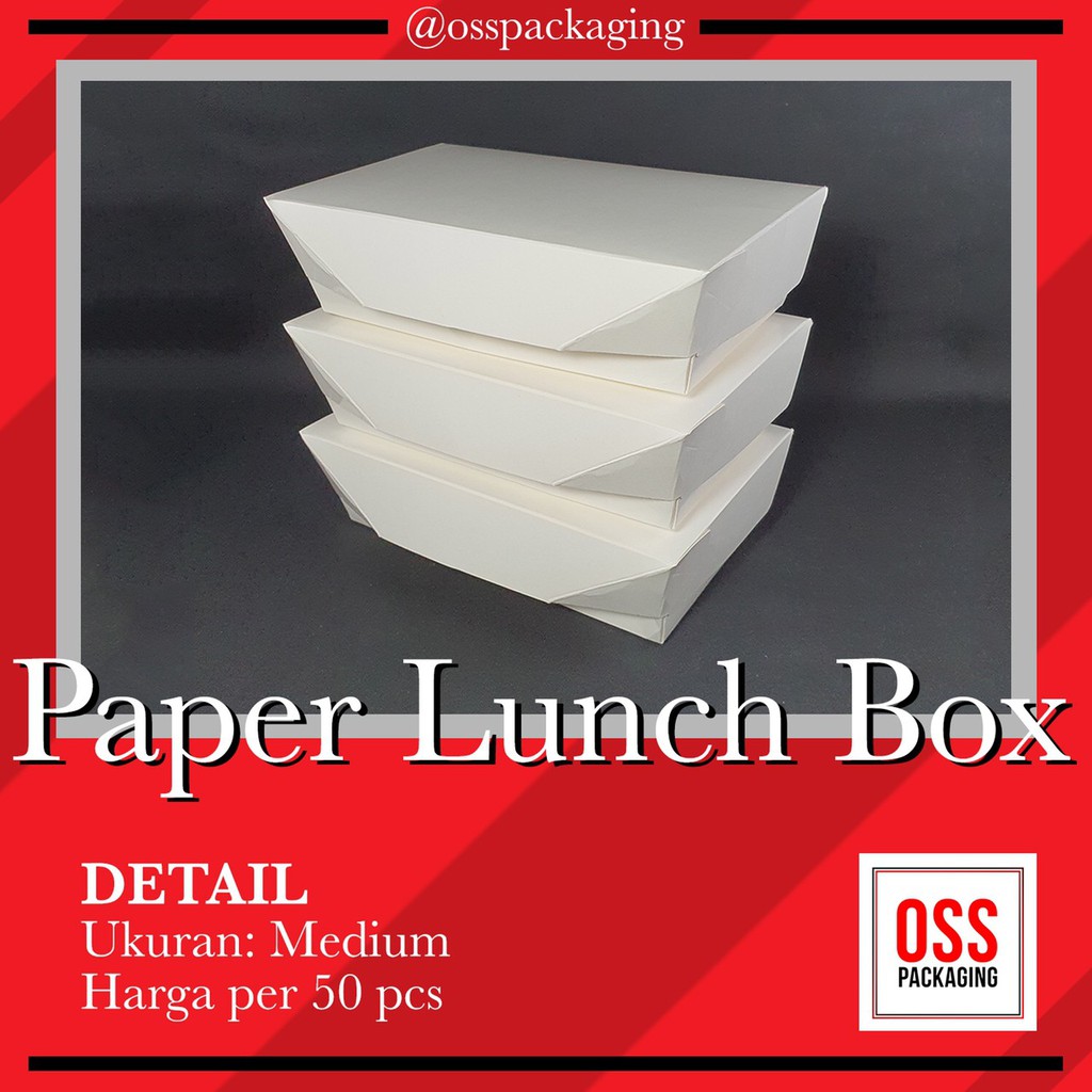 Paper Food Lunch Box / Kotak Makan Kertas / Tempat Ayam Geprek - Medium