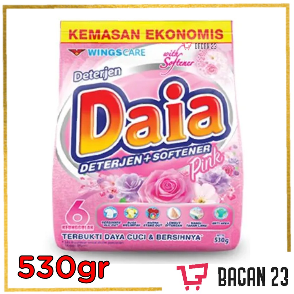 Daia Detergen (530g) ( Bunga - Pink - Putih - Lemon - Violet) / Sabun Cuci / Bacan 23 - Bacan23