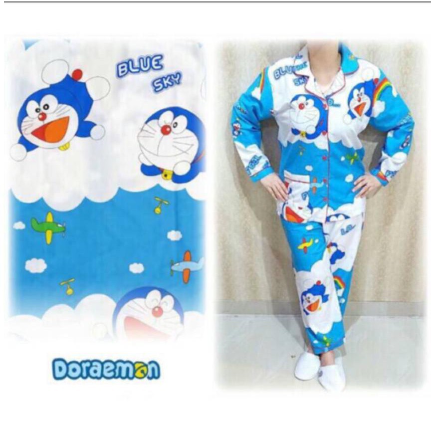 PIYAMA TERBARU BUAT REBAHAN/ alvin.store BAJU TIDUR PIYAMA / PAJAMAS DEWASA PP DORAEMON AWAN -