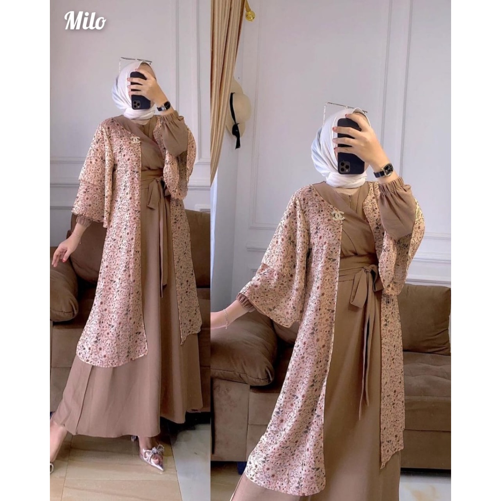 Neva Dress Outer 2in1 / Gamis Rompi Terpisah / Baju Kondangan Pesta Bridesmaid Pernikahan Bahan Cringkel Polos Dan Ceruty Babydoll