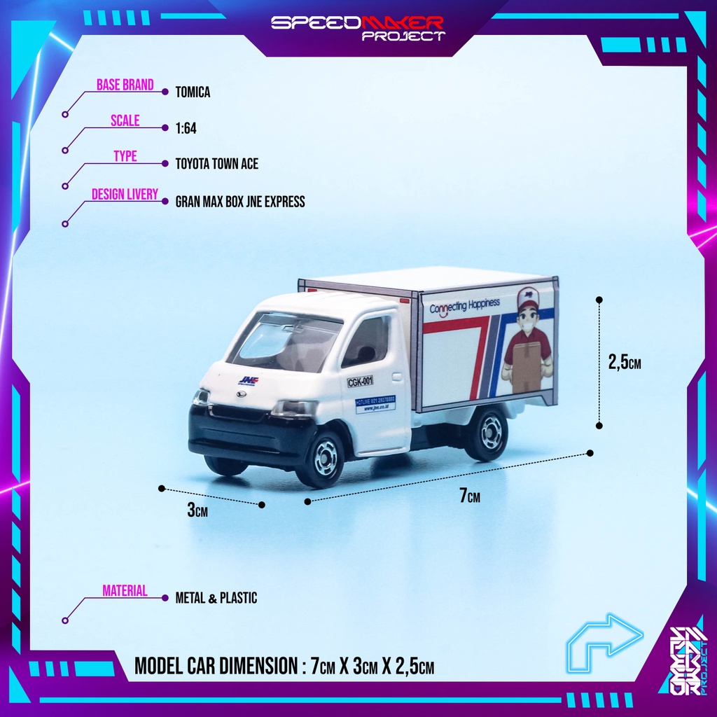 Tomica Custom Toyota Town Ace Gran Max Box JNE Express Diecast Miniatur Replika Mobil 1/64