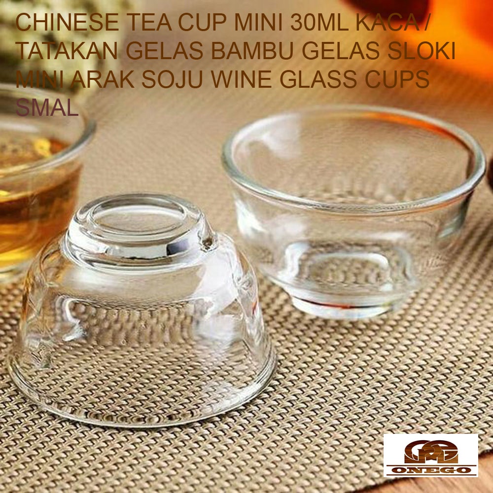 CHINESE TEA CUP MINI 30ML KACA - TATAKAN GELAS BAMBU