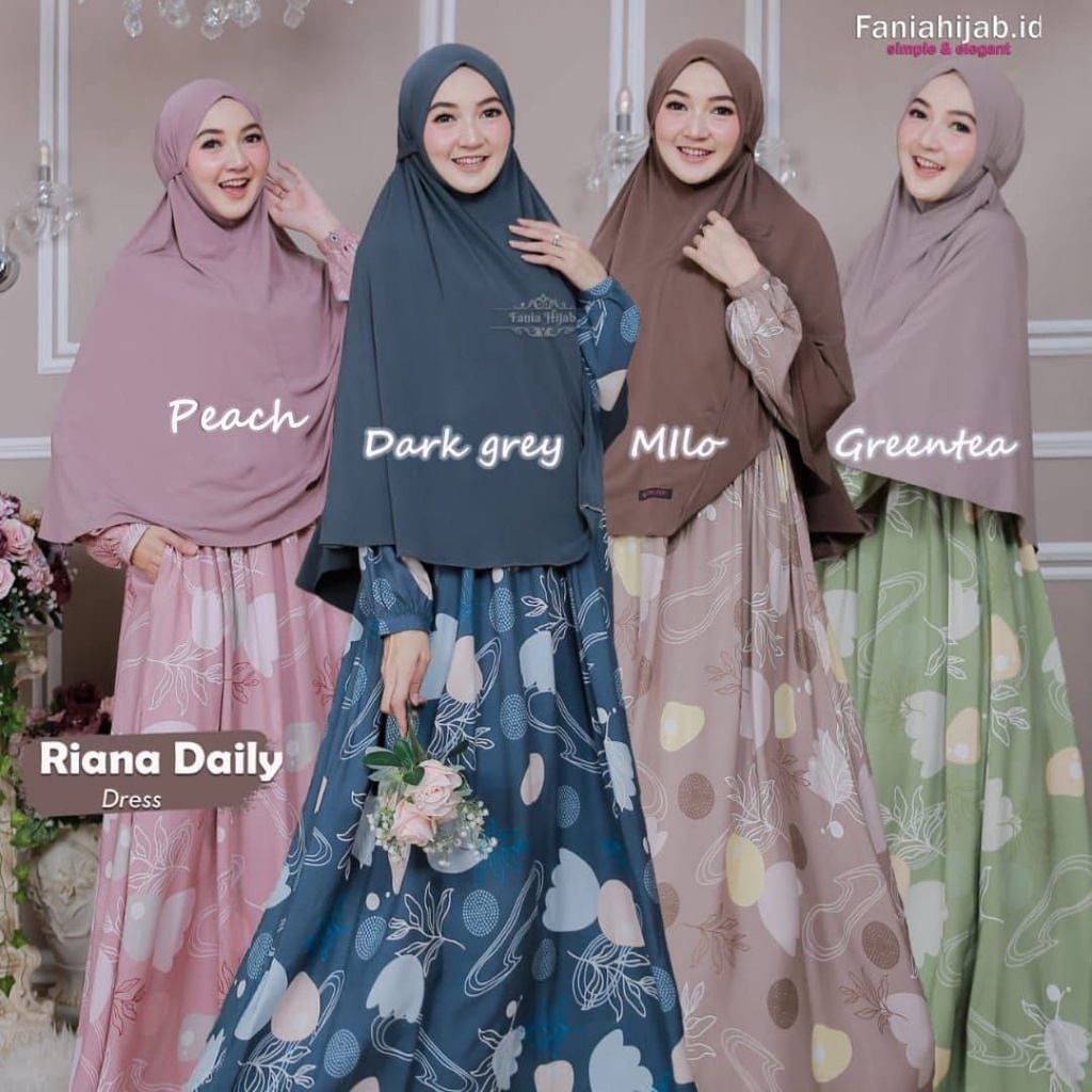 Fania hijab Riana Dress Gamis Menyusui bahan rayon uniqlo gamis motif bunga- griya_mey