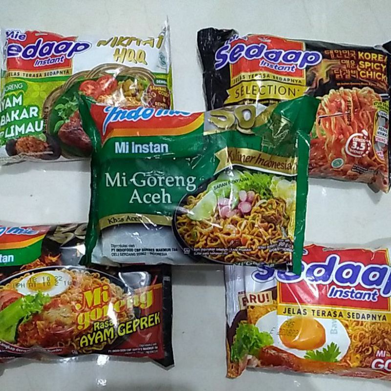 Indomie Mi Goreng Aceh/ Ayam Geprek / Mie Sedaap Goreng / Korean Spicy Chicken / Mi Goreng Limau