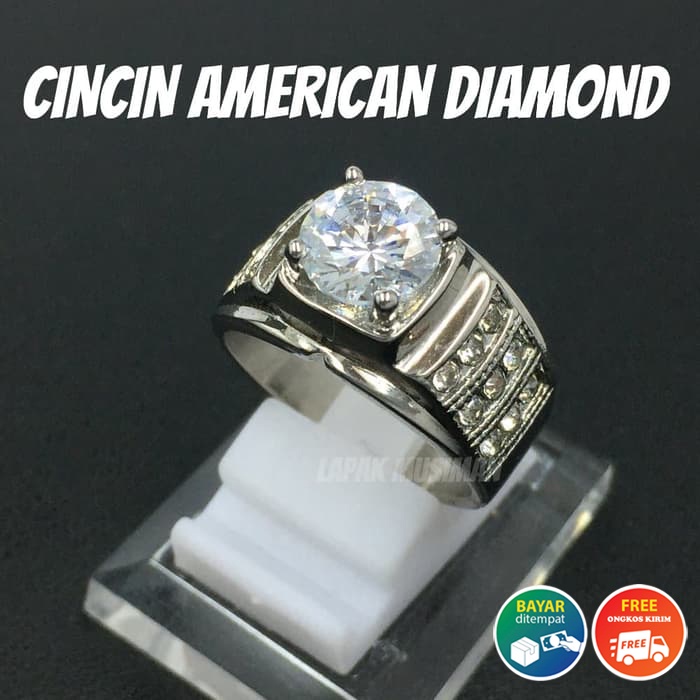 [Bayar di Tempat] CINCIN PRIA SUPER MEWAH AMERICAN DIAMOND - LIMITED STOCK - KODE 06 SILVER CINCIN TITANIUM ANTI KARAT BATU BERLIAN