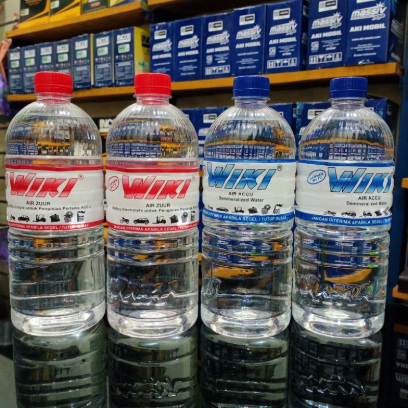 Air zuur merah, air aki biru Wiki kemasan 1 liter