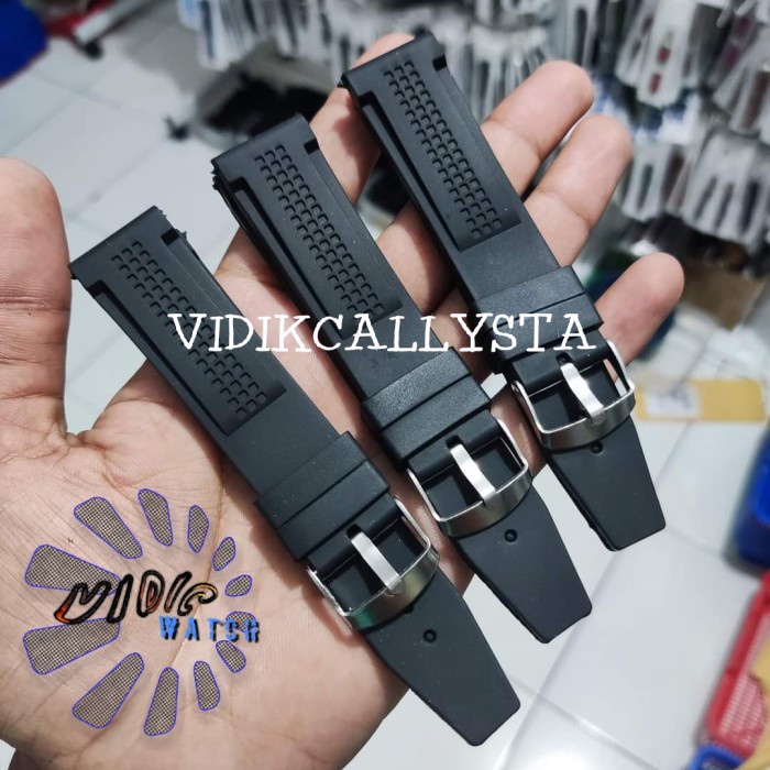 STRAP TALI JAM TANGAN KARET RUBBER PREMIUM 22MM HITAM 22 MM FREE PEN GRATIS