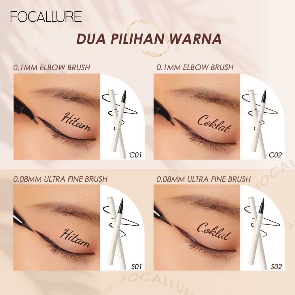 FOCALLURE #ConfidenceHalo Eyeliner Ultrafine quick-dry Tahan air liquid Eye liner Untuk Mata FA200