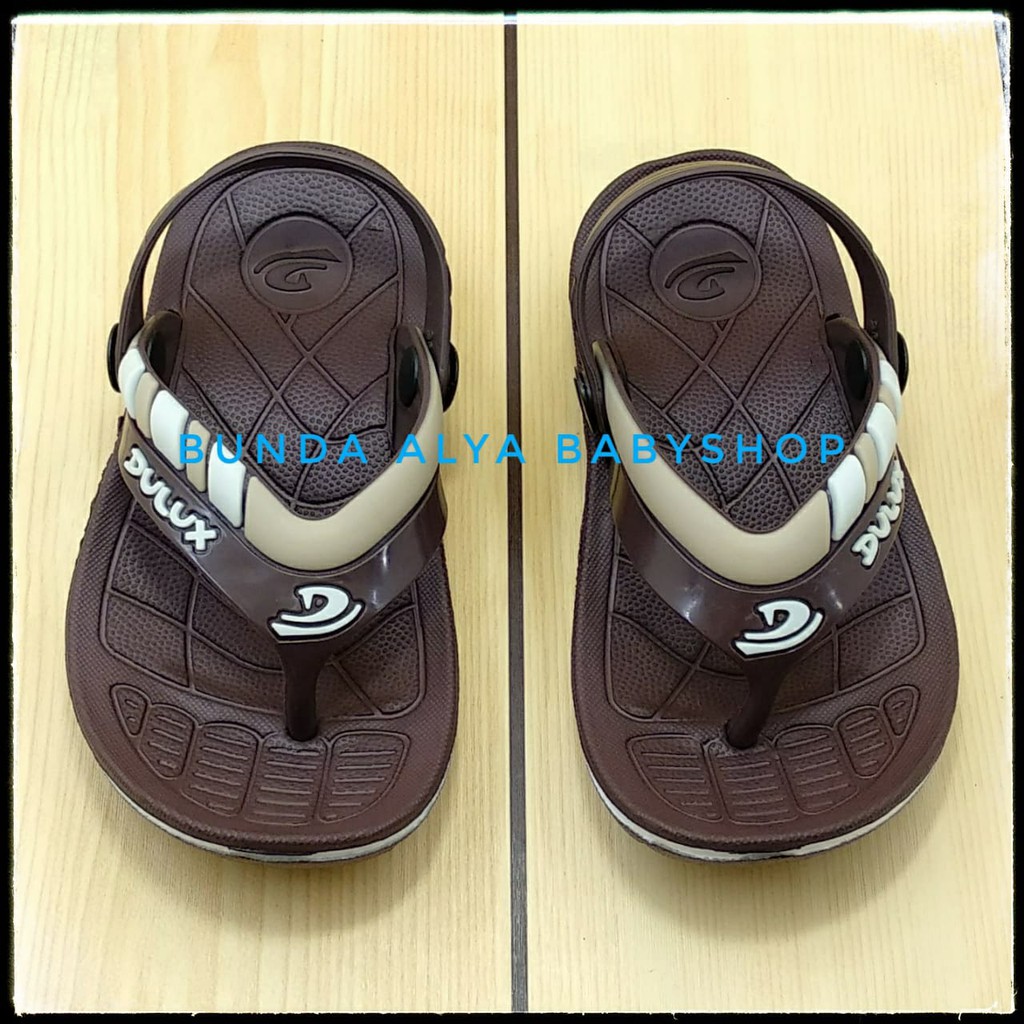 Sandal Anak Laki Jepit Tali Belakang Usia 6 Bulan 1 2 Tahun Karet COKLAT TUA Elastis - Sendal Jepit Anak Cowok Karet Anti Licin Size 20 - 25