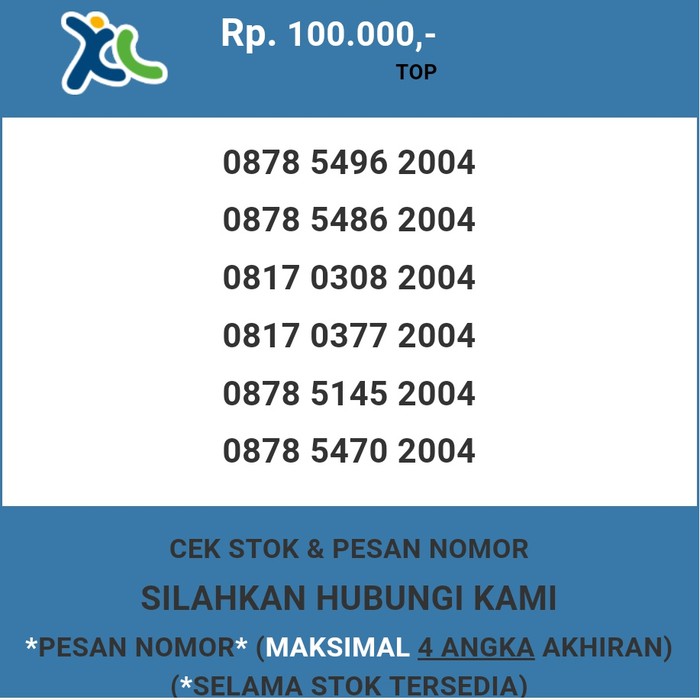 Nomor cantik XL murah tahun lahir 2004 XL dan AXIS T5888-100